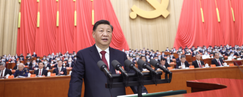 Przewodniczący Chińskiej Partii Ludowej Xi Jinping przemawia na XX zjeździe Komunistycznej Partii Chin, Pekin, 24 października 2022 r. fot. Ju Peng / Xinhua / East News
