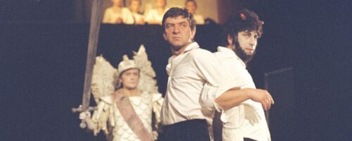 Jerzy Trela i Jerzy Stuhr w inscenizacji Dziadów w reżyserii Konrada Swinarskiego w Teatrze Starym im. Heleny Modrzejewskiej w Krakowie fot. Jerzy Ochoński / PAP