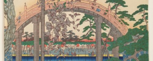 Ichiryusai Hiroshige, Glicynia przy świątyni Kameido, plansza 57 z serii: Sto słynnych widoków Edo, 1856 fot. Muzeum Narodowe w Krakowie
