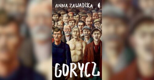 Okładka książki "Gorycz" przedstawiająca tłum stojących równo robotników