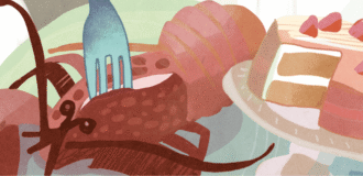 Wielkie żarcie na&nbsp;pokładzie — ilustracja