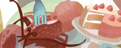 Wielkie żarcie na&nbsp;pokładzie — ilustracja