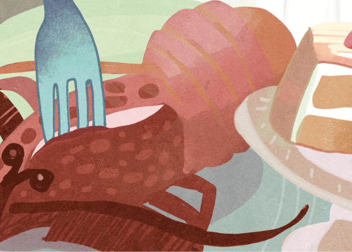 Wielkie żarcie na&nbsp;pokładzie — ilustracja